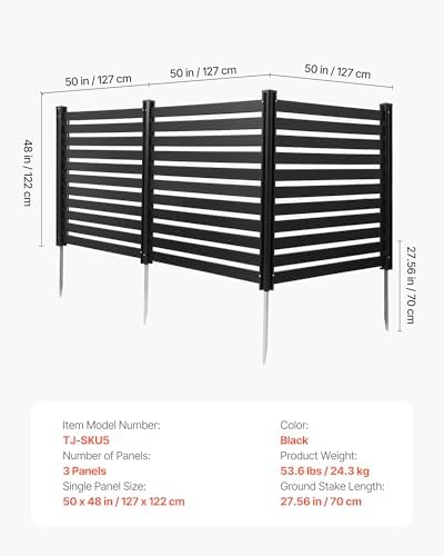 VEVOR Outdoor Privacy Screen 50" W x 48" H 3 Panels Air Conditioner Fence - Image 7