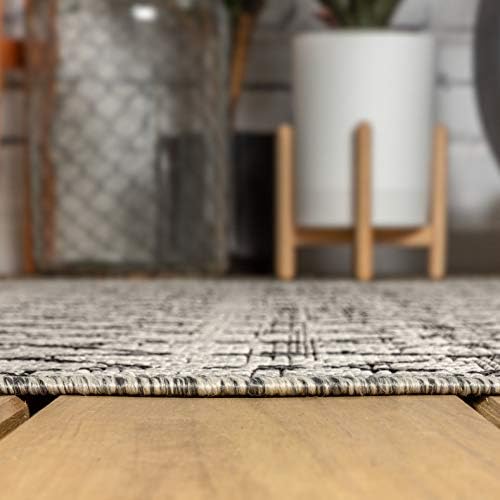 Eyely Moroccan Woven Round Rug 5 Ft Light Gray/Black, Indoor Outdoor Rug - Image 5