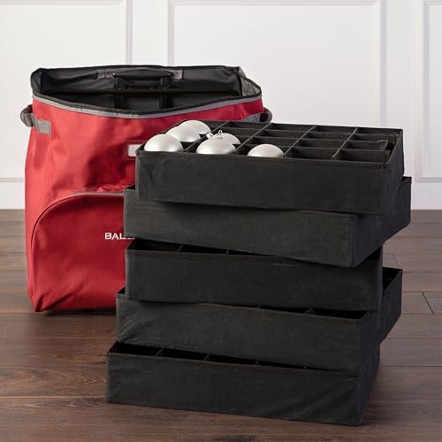 Balsam Hill Deluxe Rolling Ornament Chest - 100pc Christmas Decoration Storage with Dividers & Trays - Image 2