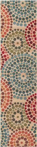 Unique Loom Outdoor Modern Collection Area Rug - Spark (2' 7" x 11' Runner Beige/Burgundy) - Image 3