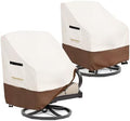 Patio Chair Covers 2 Pack,Swivel Lounge Chair Cover,Waterproof Heavy Duty Patio Furniture Covers for Outdoor Swivel Lounge Chair(32 W x 34 D x 36 H inches) Beige & Brown by Osileyo