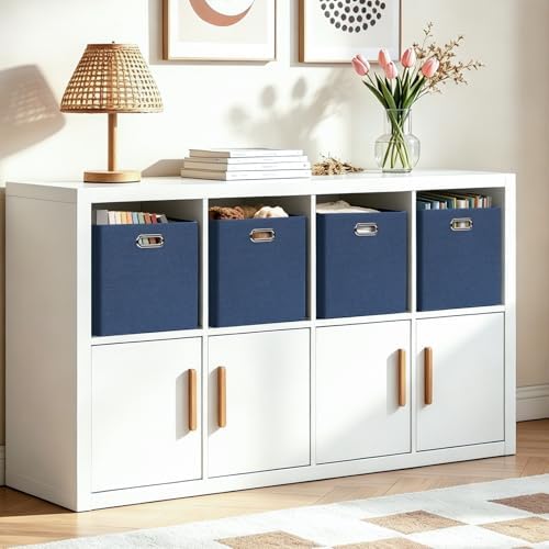 Posprica 13x13x13 Storage Cube Basket Bins, Set of 4, Army Blue - Image 7