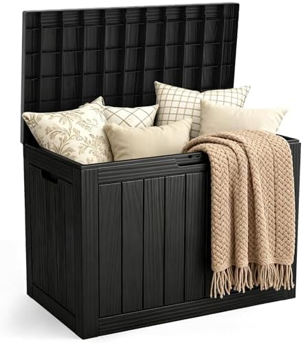 Outdoor Deck Storage Box, 50 Gallon Deck Box,Lockable Patio Storage Bench by TreillageTale