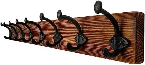 WEBI Rustic Coat Rack Wall Mount,35.43" Long 8 Cast Iron Coat Hooks Wall Mounted,Heavy Duty Wall Coat Hanger Hooks for Hanging Coats,Clothes,Jacket,Brown by WEBI
