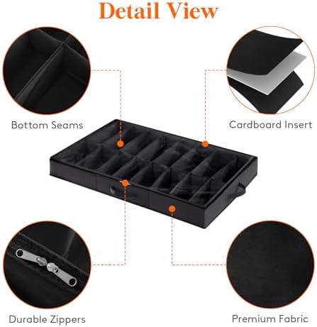 Lifewit Under Bed Shoe Storage Organizer 4 Pack(16 Shoes Cells), 4.3 Inches Profile Fabric Shoes Container Box with Clear Cover, Foldable Storage Bag with 2 Handles, Fits 32 to 64 Pairs - Image 6