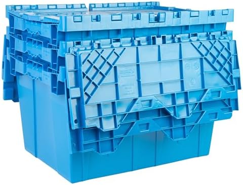 HE HUDSON EXCHANGE 21.9x15.2x12.8” (3 Pack, 12.7 Gallon) Tote with Attached Lid, Blue by HudsonExchange