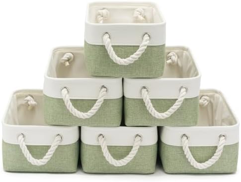 11.8x7.9x5.2 Inch Fabric Small Storage Bins with Handles 6 Pack by VQRTEXAStorageBasket