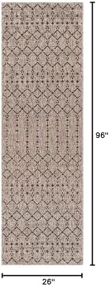Eyely Moroccan Woven Runner Rug 2X8 Natural/Black, Indoor Outdoor Rug - Image 2