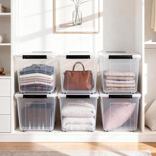 Citylife 82 Quart Large Clear Plastic Storage Bins with Lids 6-Pack - Image 3