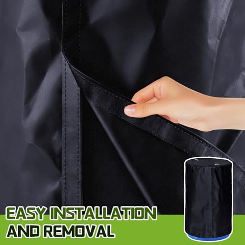 2 Piece 55 Gallon Drum Cover 24 x 36 Inch 55 Gallon Water Barrel Covers Outdoor Waterproof Rain Snow Water Storage Bucket Lid Protective Hook/loop Closure Anti Dust (Black) - Image 2