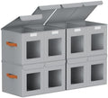 Homsorout Large Closet Storage Bins - Collapsible Divided Clothes Organizer with Lids & Dual Window, Fabric Organizing Bins for Clothes, Sweater, Bedroom, Office (Grey, 4 Pack) by Homsorout