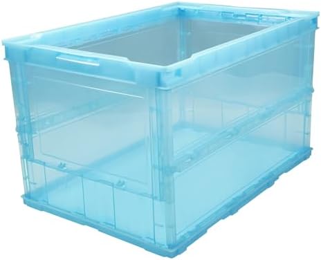 Trusco TSK-O50B-B Thin Folding Container Scale, 16.9 gal (50 L), Blue, Transparent Blue, Storage Case, Storage Box by Trusco
