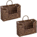 Set of 2 Magazine Holder Wall Basket Water Hyacinth Woven Mail Organizer, Wicker Wall Hanging Baskets for Magazines, Letters & Storage Decorative Mail Holder, Magazine Rack, Hanging Basket, Coffee by PINXIURY