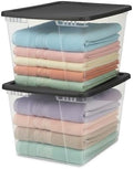 HOMZ 2-Pack Snaplock, Large Clear Plastic Storage Organizer Bins w/Lids, 56 Quart, Gray - Stackable Container Boxes for Bedroom, Bathroom, Garage, and Office Organization by Homz