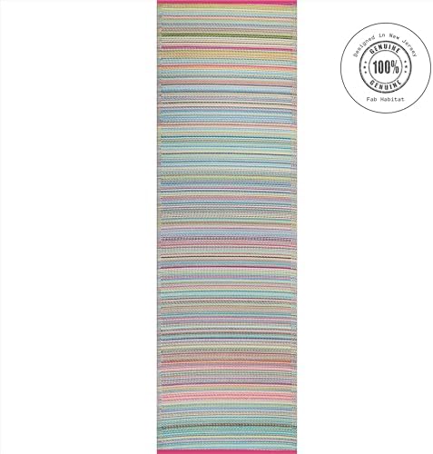 Fab Habitat Outdoor Rug - Waterproof, Fade Resistant, Crease-Free - Premium Recycled Plastic - Striped - Porch, Deck, Balcony, Mudroom, Laundry Room, Patio - Cancun - Candy - 2.5 x 8 ft Runner - Image 3