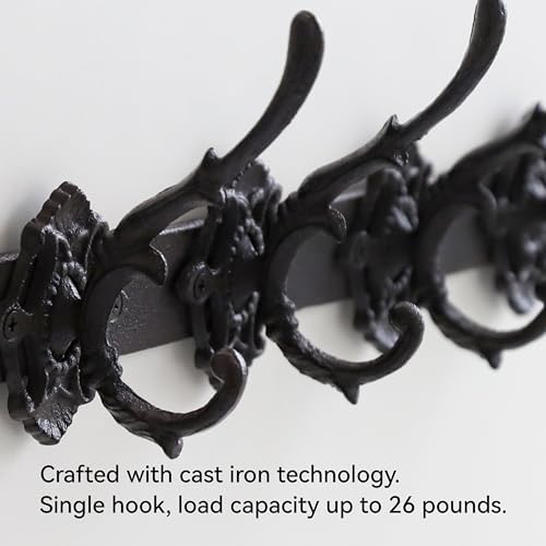 Cast Iron Wall Mounted Coat Hooks -Coat & Hat Organizer Hooks for Home Entryway 4 Hooks - Image 7