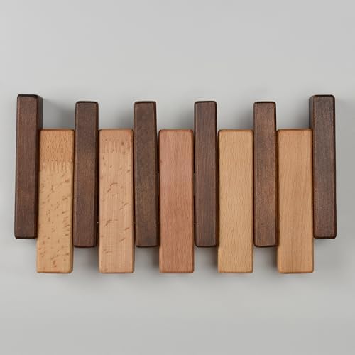Beech Piano Key Coat Rack with 4 Flip Hooks - Image 2