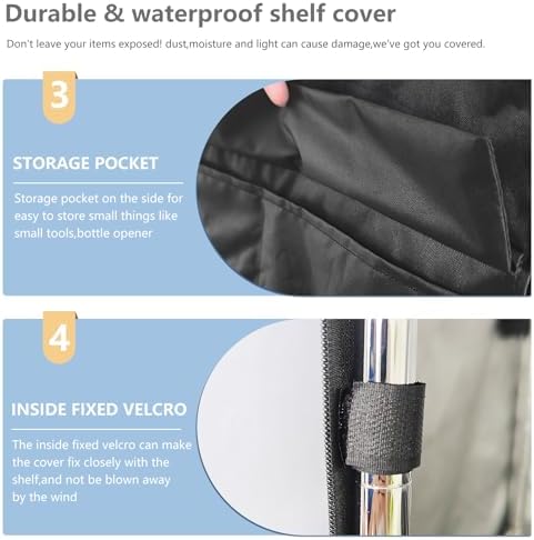 Waterproof Shelf Cover,Outdoor 600D Heavy Duty Dustproof Storage Shelves Cover,36''x18''x72'' Shelf Covers for Wire Shelving with Zippers,Storage Rack Covers with Clear Front - Image 6