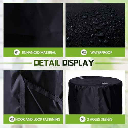 2 Piece 55 Gallon Drum Cover 24 x 36 Inch 55 Gallon Water Barrel Covers Outdoor Waterproof Rain Snow Water Storage Bucket Lid Protective Hook/loop Closure Anti Dust (Black) - Image 5