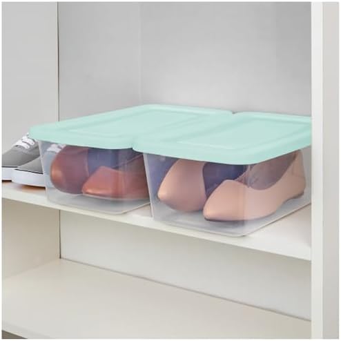 Sterilite Set of 10 Storage Boxes, Clear Plastic Stackable Containers, Lightweight Home Organizers with Snap Lids, 6 Quart, Mindful Mint - Image 6