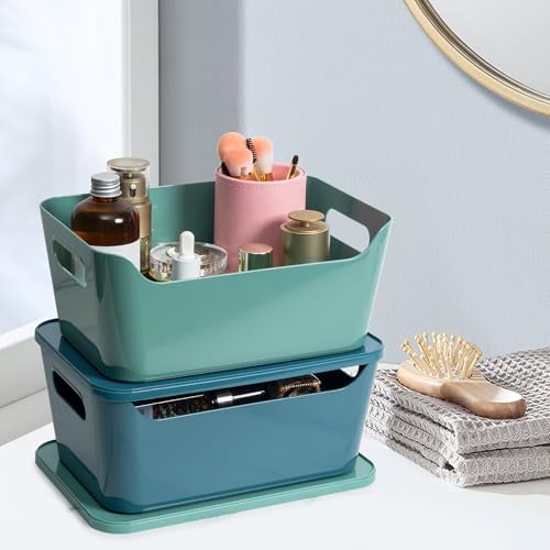 Tiawudi 12 Pack 4.5L Storage Bins with Lids, Plastic Storage Baskets for Home Classroom Organization, Multi-Use Organizer Bins for Cabinet, Pantry, Drawer, Countertop or Shelves, Colorful Containers - Image 6