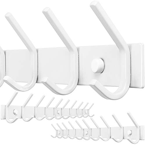 WEBI Coat Rack Wall Mounted,10 Hooks,30" Long Coat Hooks Wall Mount,Coat Hanger Wall,Hook Rack,Jacket Hooks for Hanging Coats,Hats,Clothes,White,2 Packs by WEBI