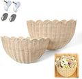 Set of 2 Scalloped Woven Rattan Wall Hanging Baskets, Decorative Wall Storage Baskets for Nursery, Bathroom, Kitchen, Farmhouse & Entryway Decor by Unknown