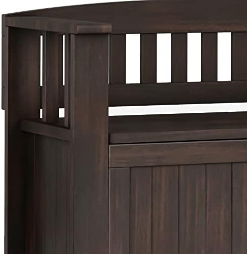 SIMPLIHOME Acadian 36" Wide Solid Wood Storage Bench in Brunette Brown - Image 6
