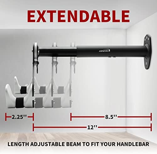 Ibera Bike Wall Mount - Adjustable Frame Holder & Soft Rubber Cradles - Garage Bike Rack for Road, MTB, Kids, Hybrid Bikes - Easy Installation & Space-Saving Design - Image 3