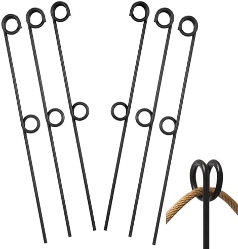 MorningRo 18 Pcs 42'' Double Rope Stakes Black Steel Poles/Stakes with Loop Fence Poles for Creating a Rope Border Around Flower Beds, Trees, Gardens, Walkways by MorningRo