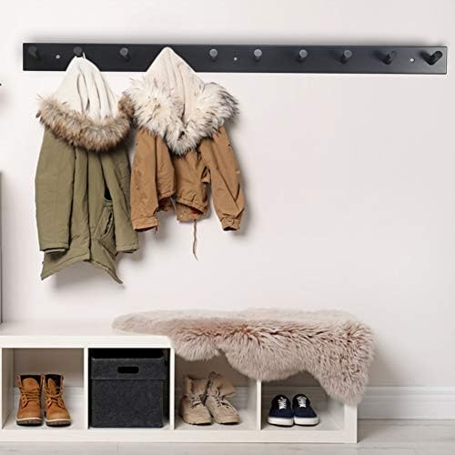 Dseap Coat Rack Wall Mounted - 10 Peg Hooks, 38-1/4" Long, Heavy Duty Wall Coat Hanger Coat Hook for Clothes Hat Jacket Clothing, Black, Pack of 2 - Image 3