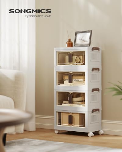 SONGMICS 26QT stackable storage bins with 1 Lid, 4-Tier Foldable Bins - Image 2