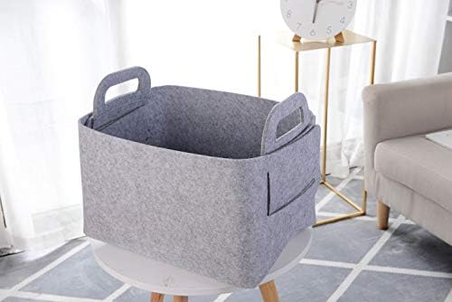 Storage Basket Felt Storage Bin Collapsible& Convenient Box Organizer with Carry Handles for Office Bedroom Closet Babies Nursery Toys Laundry (Light grey, 19.9inch（L）×13.6inch（W）×12.6inch（H）) - Image 3