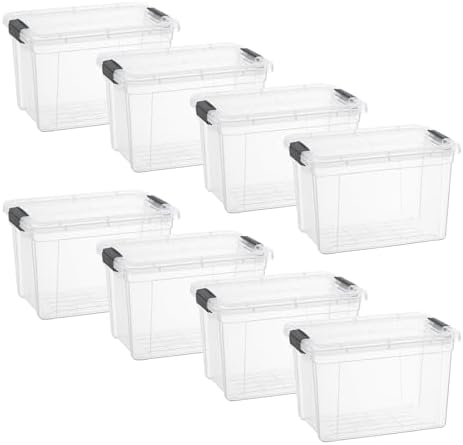 Superio 8.7 Quart Clear Plastic Storage Boxes with Lids, Stackable Organizer Containers, BPA-Free Storage Bins for Home, Office, School & Dorm, 8 Pack by Superio