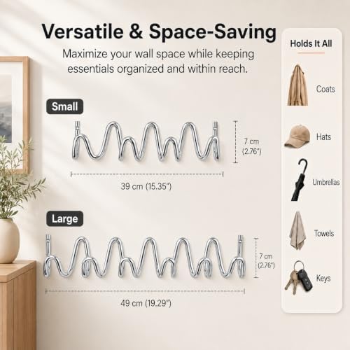 Coat Rack Wall Mount, Modern Wave Metal Wall Hooks - Image 2