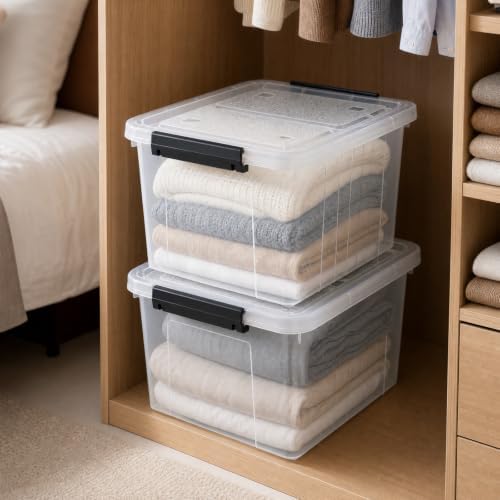 4-Pack 50 Quart Plastic Storage Bins Wheels & Latching Lids - Image 2