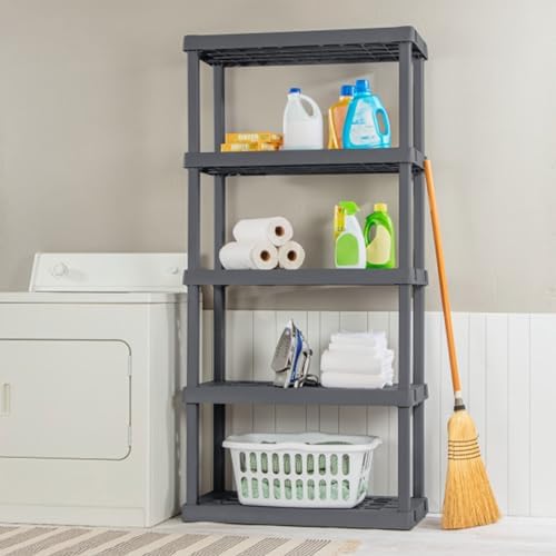 Sterilite 5 Shelf Unit, Heavy-Duty Plastic Utility Storage Rack, 4-Pack - Image 2