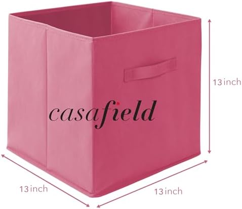 Casafield Set of 12 Collapsible Fabric Cube Storage Bins, Hot Pink - 13" Foldable Cloth Baskets for Shelves, Cubby Organizers & More - Image 7