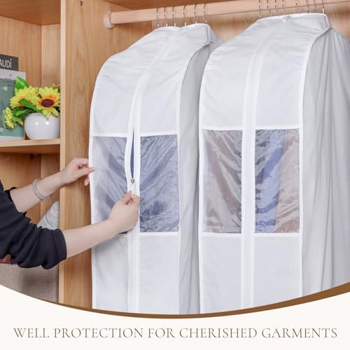 Univivi 40 Inch Cotton Garment Bags for Hanging Clothes 4 Pack, White - Image 4