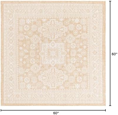 Rugs.com - Outdoor Aztec Rug – 5 Ft Square Natural Washable Indoor/Outdoor Rug – Perfect for Patios, Decks, and Porches - Image 2