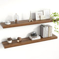 Acovy 40 Inch Floating Shelves, 8 Inch Deep Floating Shelves for Wall, Hanging Shelf with Invisible Brackets, Deep Shelves for Bathroom, Bedroom, Living Room, Walnut, Set of 2 by Acovy
