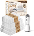 Vacbird Vacuum Seal Bags for Clothing, 16 Pack Vacuum Storage Bags with Rechargeable Cordless Air Pump(4J+4L+4M+4S), Space Saver Bags for Clothes Blanket Duvets Pillows Comforters Travel by VACBIRD