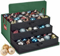 HOLDN’ STORAGE Christmas Ornament Storage Box with Dividers, Holds Up to 72 Ornaments (4 Inches), Large Organizer with 3 Stackable Trays - Green by HOLDN%E2%80%99STORAGE