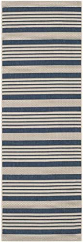 SAFAVIEH Courtyard Outdoor Runner Rug 2'3"x18', Navy & Beige CY6062-268 - Image 2