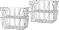 Slideep Large Stackable Storage Baskets Cabinet Organizer Sturdy Metal Wire Pantry Freezer Bin for Pantry Home Bathroom Kitchen Organization 4 Packs by WelcometotheSlideep