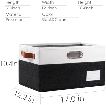 PRANDOM Larger Foldable Storage Bins with Handles [5-Pack] Fabric Collapsible Storage Boxes Baskets Cubes Containers with Handles for Closet Living Room Bedroom (Black & White 17.3x12.2x10.4'') - Image 3