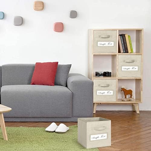 11 Inch Storage Cube,Storage bin (Set of 10) Foldable Fabric Cube Storage Bins with 10 Labels Window Cards & a Pen,Baskets Containers for Shelves,Closet Organizers Box,cube storage,Beige - Image 5