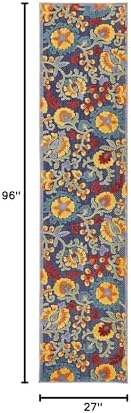 Nourison Home Aloha Navy Multicolor 2'3" x 8' Area Rug - Easy Clean, Non Shedding, Bed Room, Living Room, Dining Room, Kitchen (8' Runner) - Image 2