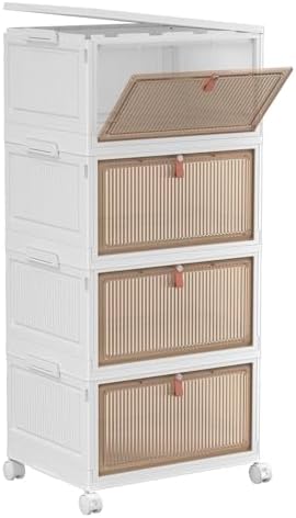 YFXCVSL 4 Tier Plastic Storage Bins with Lid 32QT, Stackable Storage Bins by YFXCVSL