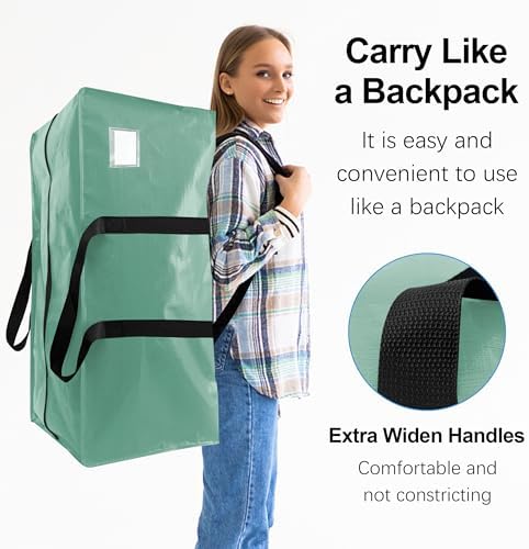 6 Pack Heavy Duty Extra Large Moving Bags W/Backpack Straps - Strong Handles & Zippers, Storage Totes For Space Saving, Fold Flat, Alternative to Box and Bin (40 gal, Teal) - Image 4
